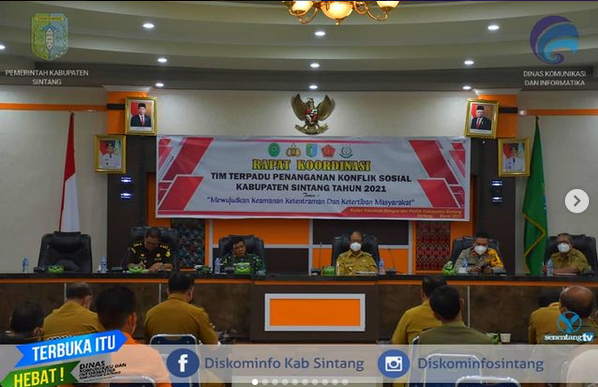 Wakil Bupati Sintang Sudiyanto Buka Rapat Koordinasi Tim Terpadu Penanganan Konflik Sosial Kabupaten Sintang Tahun 2021
