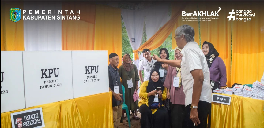Bupati Sintang Monitoring Pelaksanaan Pemungutan Suara Pemilu Serentak 2024 Sejumlah TPS di Kabupaten Sintang